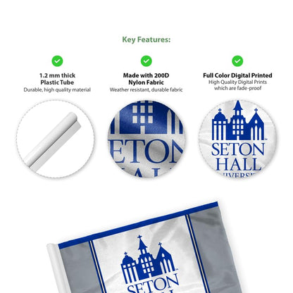 AGAS Seton Hall University Golf Flag 6 x 8 inch – Single Sided Printed Nylon Seton Hall University Wordmark Design – Official NCAA SHU Product – Golf Display with Plastic Tube Insert and Reinforced Stitched Edges