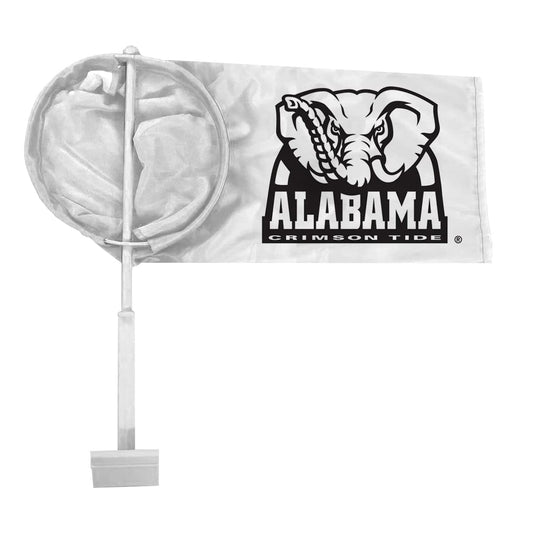 AGAS NCAA Alabama University Big Al White Car Windsock Flags - 9.5x18 inch Double-Layered Printed Wrap Knitted Polyester - 19" Windsock Pole Kit for Attaching to Vehicle Window