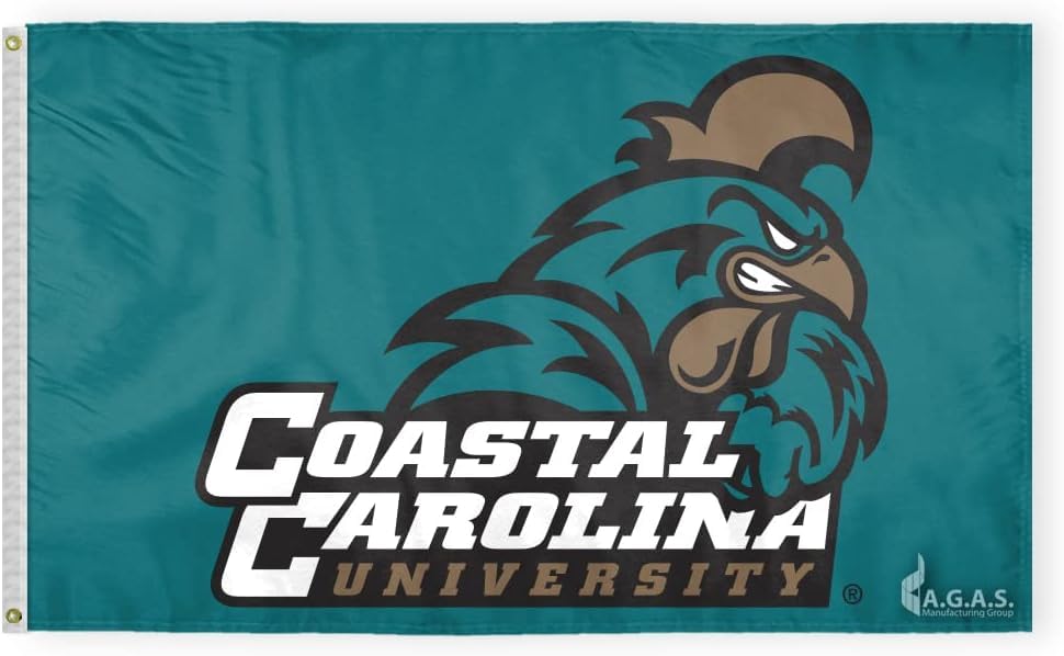 AGAS Coastal Carolina University Flag Chanticleers CCU Flags - Polyester material with Brass Grommets 2 x 3 Feet - Officially Licensed College Flags