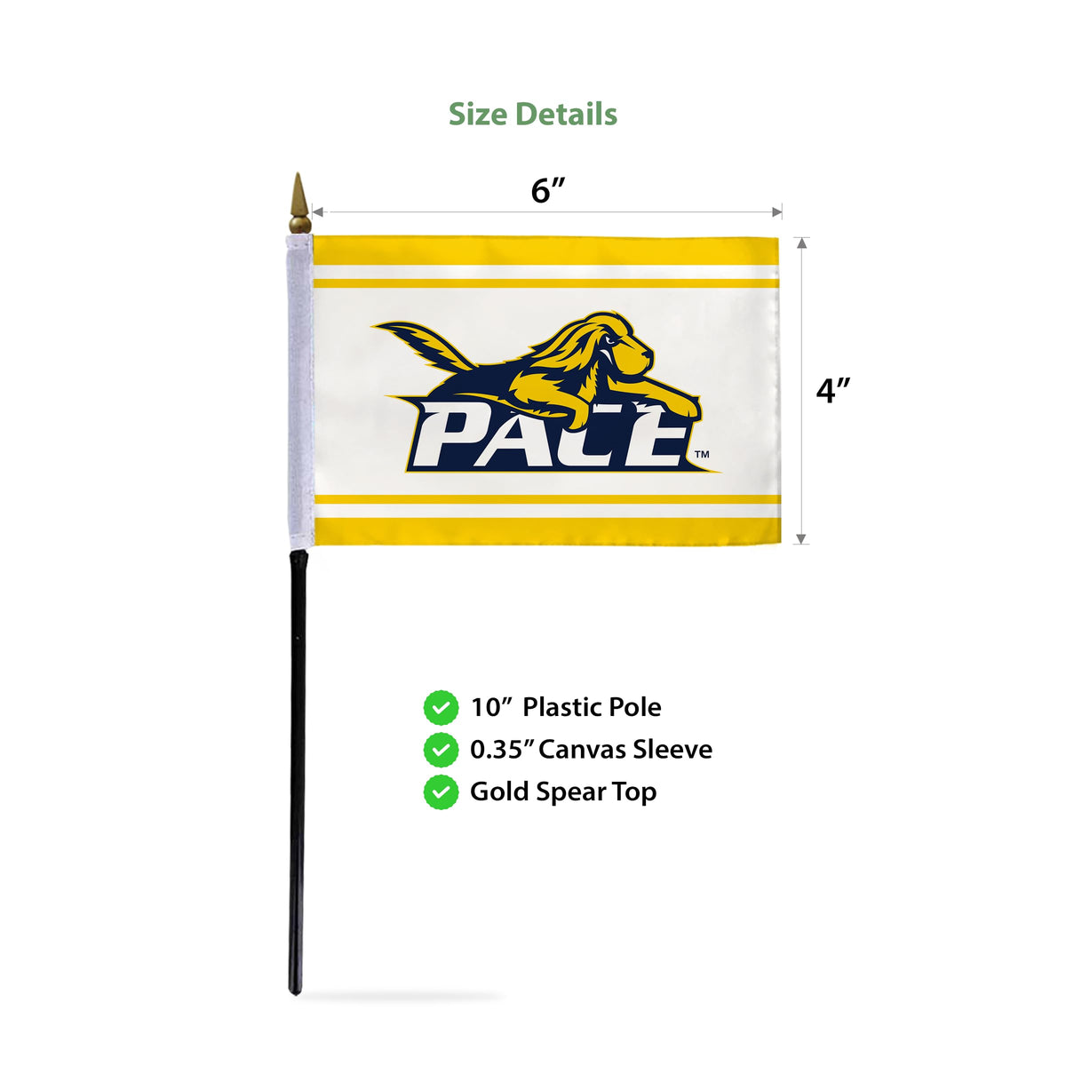 Pace University Stick Flag 4 x 6 inch
