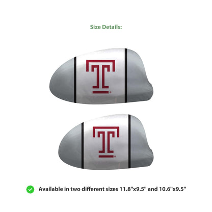 AGAS Temple University T Logo Car Mirror Cover 10.6 x 9.5 inch – Single Sided Printed Spandex Polyester – Officially Licensed NCAA Product – Temple Owls Side Mirror Cover with Elastic Cord, Cord Lock and Double Stitching
