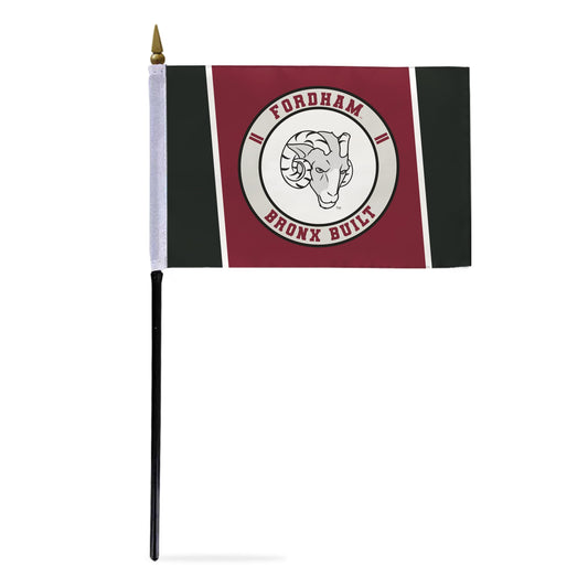 AGAS Fordham University Stick Flag 4 x 6 inch – Single Sided Printed Polyester Fordham Rams Flag Bronx Built Design – Official NCAA Product – Fordham University Desk Flag with 11 inch Plastic Pole and Black Base