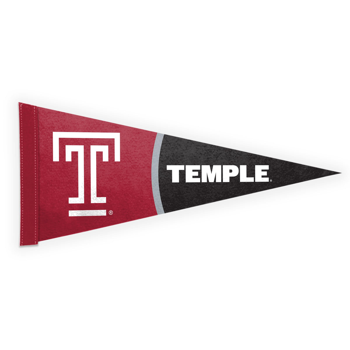 AGAS Temple University T Logo and Text Felt Pennant 12 x 30 inch – Single Sided Printed Acrylic Stiff Felt – Officially Licensed NCAA Product – Temple Owls Wall Pennant with 1 inch Header and Heat Cut Edges Individually Bagged