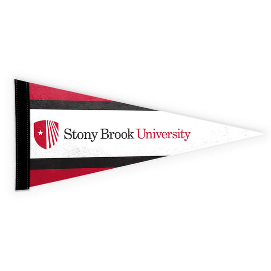 AGAS Stony Brook University Felt Pennant 12 x 30 inch – Single Sided Printed Acrylic Stiff Felt Stony Brook University Wordmark Design – Official NCAA SBU Product – Wall Pennant with Header and Heat Cut Edges