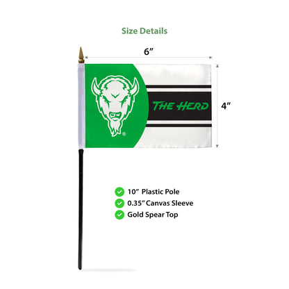 Marshall University Stick Flag 4 x 6 inch