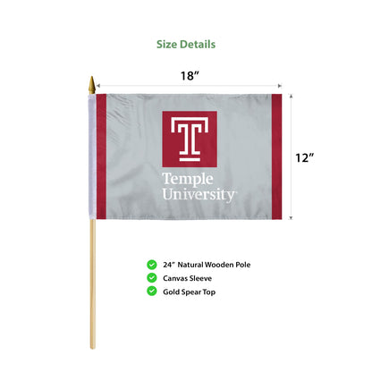 AGAS Temple University - 12x18in Stick Flags