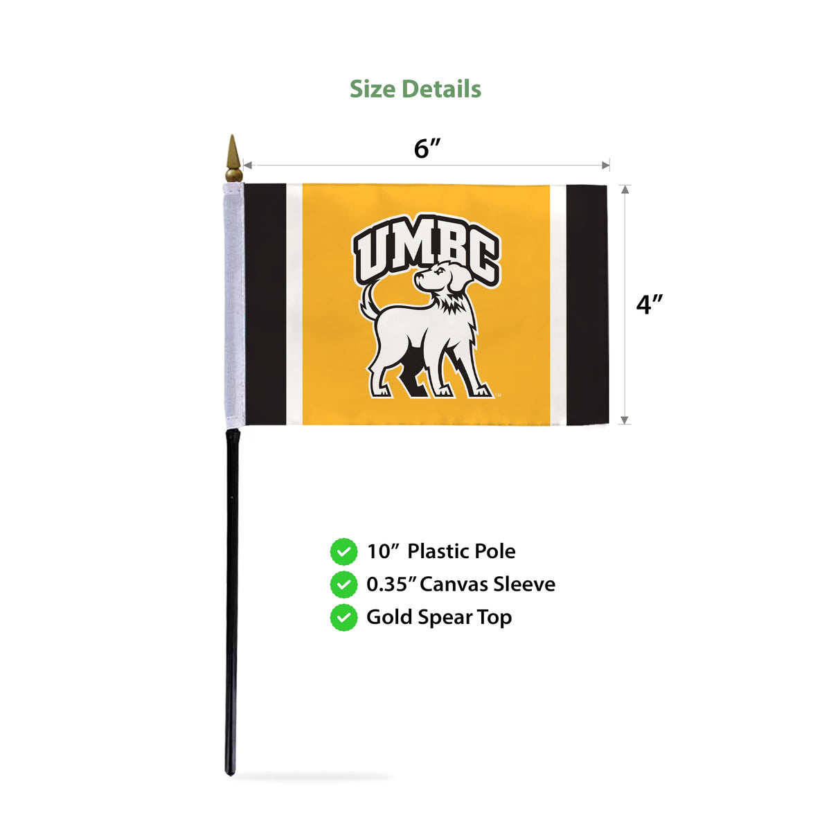 University of Maryland Baltimore County Stick Flag 4 x 6 inch