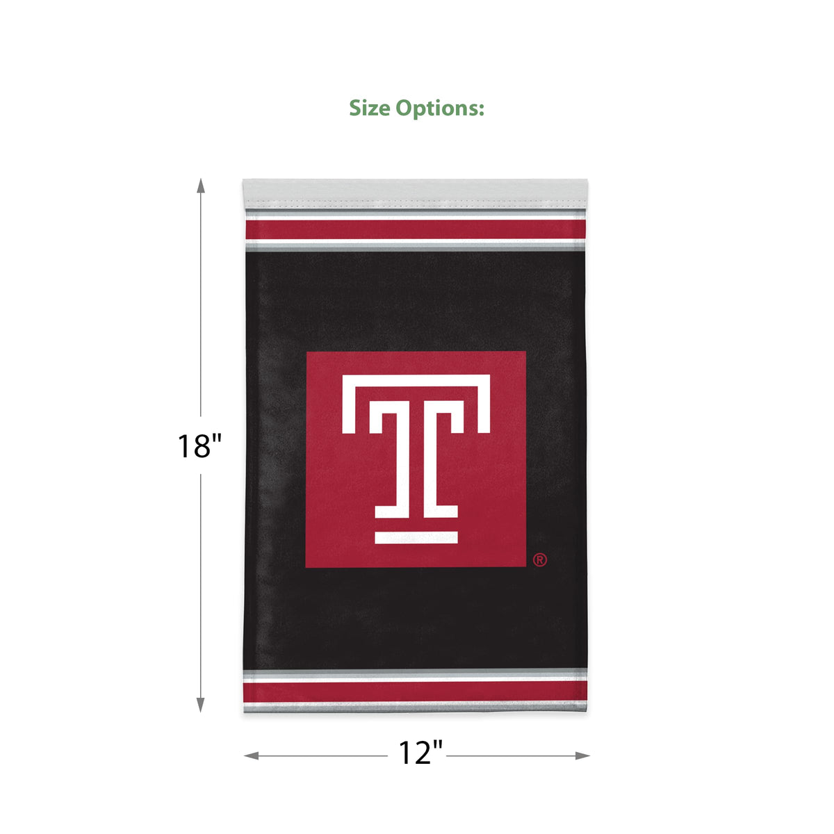 AGAS Temple University T Logo Garden Flag 12 x 18 inch – Single Sided Printed Polyester with Bleed Through – Officially Licensed NCAA Product – Temple Owls Outdoor Flag with 1 inch Canvas Sleeve and Reinforced Stitching - No Pole Included