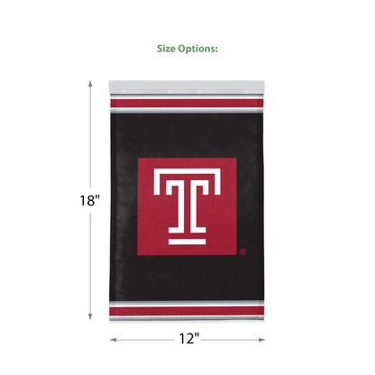 AGAS Temple University T Logo Garden Flag 12 x 18 inch – Single Sided Printed Polyester with Bleed Through – Officially Licensed NCAA Product – Temple Owls Outdoor Flag with 1 inch Canvas Sleeve and Reinforced Stitching - No Pole Included