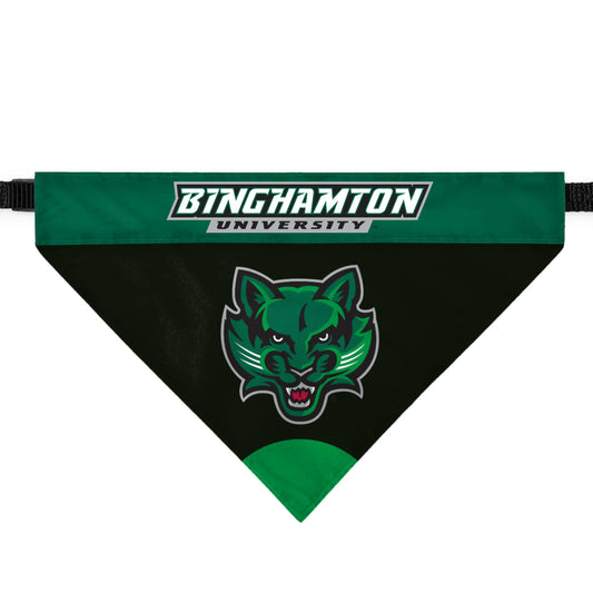 AGAS Binghamton University Pet Bandana 14.75 x 9.5 inch – Single Sided Printed Polyester BU Bearcats Mascot Design – Official NCAA Binghamton Bearcats Product – Pet Bandana