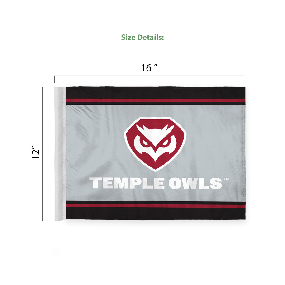 AGAS Temple University 12x16in Economy Car Flags