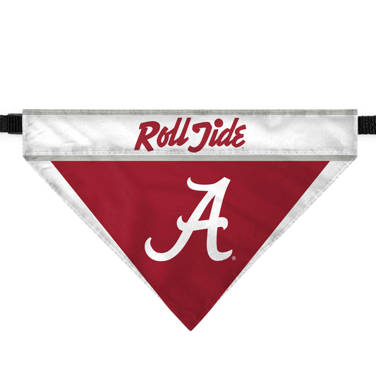 Alabama University Crimson Tide NCAA Officially Licensed Tie Bandana for Dog Scarf, Bib for Pet Cats and Dogs, Collegiate Pet Accessories, Easy-to-Tie - Small/Medium, 9.75"(w) x 6.5" (h)