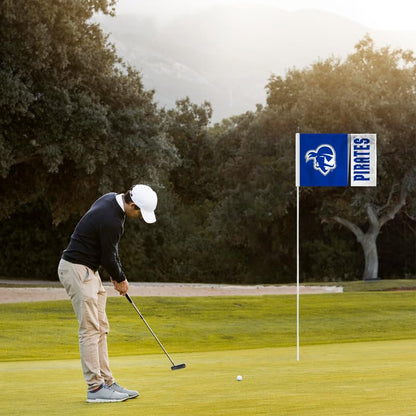 AGAS Seton Hall University Golf Flag 14 x 20 inch – Single Sided Printed Nylon Seton Hall Pirates – Official NCAA SHU Product – Golf Display with Plastic Tube Insert and Reinforced Stitched Edges