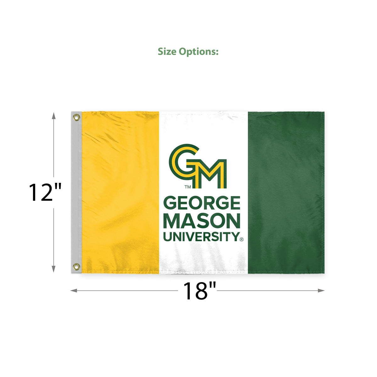 AGAS George Mason GMU Patriots Boat Mini Flag 12x18 Inch Printed Polyester with Brass Grommets - Patriots Nautical Flag
