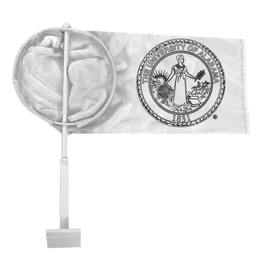 AGAS NCAA Alabama University Seal Car Windsock Flags - 9.5x18 inch Double-Layered Printed Wrap Knitted Polyester - 19" Windsock Pole Kit for Attaching to Vehicle Window