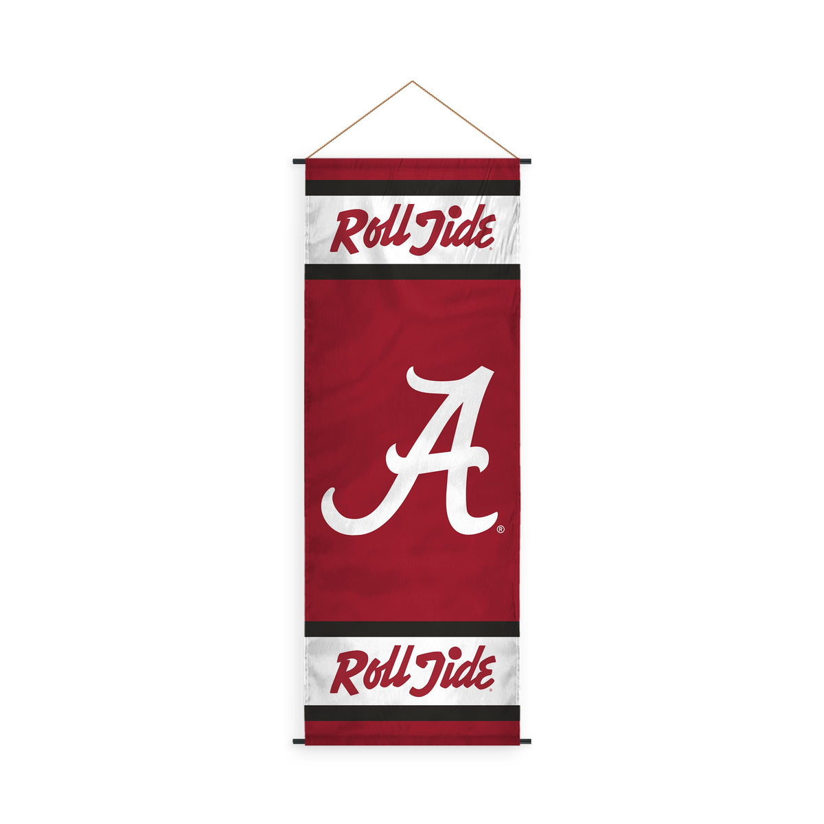 AGAS Alabama University Crimson Tide Banner Scroll Sign 17.5×48 with PVC Poles and Hanging Cord – Polyester NCAA Wall Banner