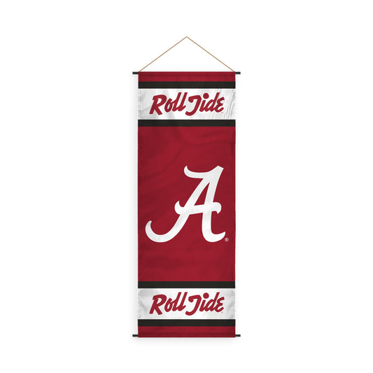 AGAS Alabama University Crimson Tide Banner Scroll Sign 17.5×48 with PVC Poles and Hanging Cord – Polyester NCAA Wall Banner