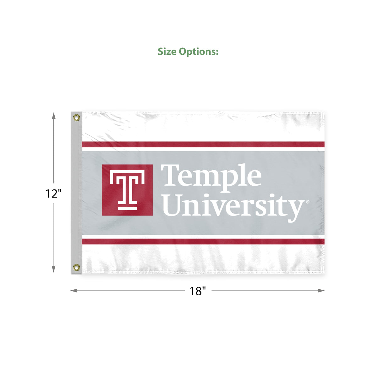 AGAS Temple University Block T and Text Flag 12 x 18 inch – Single Sided Printed Polyester – Officially Licensed NCAA Product – Temple Owls Outdoor Flag with Brass Grommets, Canvas Header and Reinforced Stitched Edges for Indoor Outdoor Display