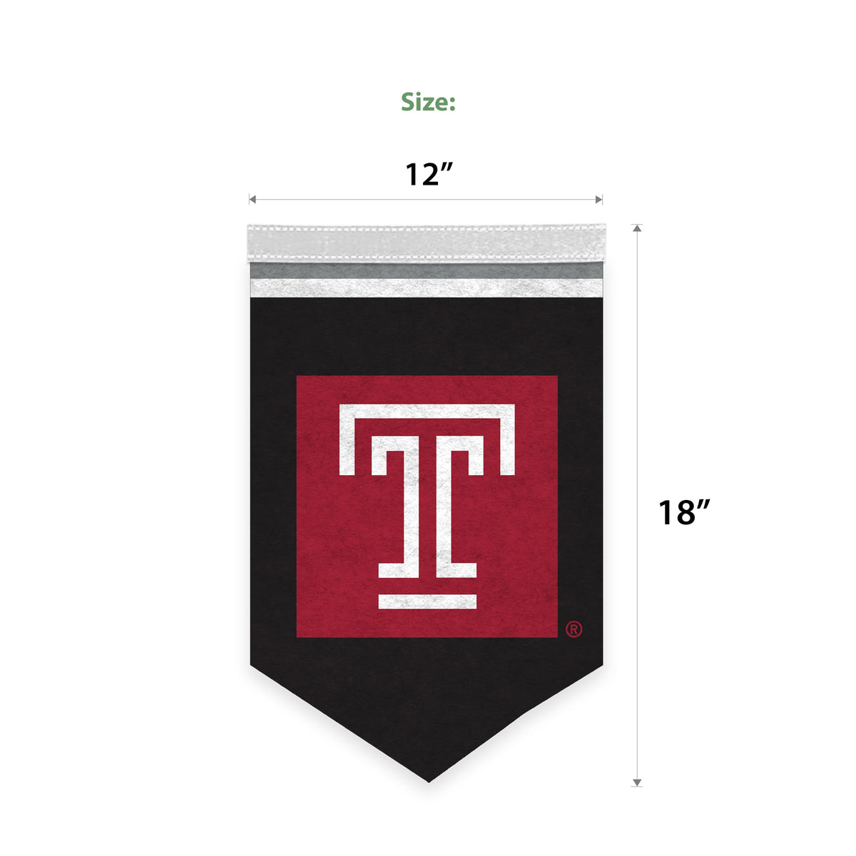 AGAS Temple University Block T Felt Banner 12 x 18 inch – Single Sided Printed Felt 1 Ply – Officially Licensed NCAA Product – Temple Owls Wall Banner with 1 inch Header and Heat Cut Edges