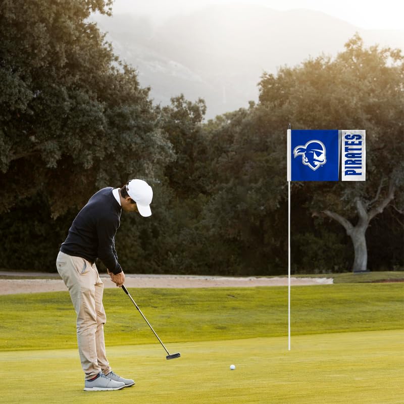 AGAS Seton Hall University Golf Flag 6 x 8 inch – Single Sided Printed Nylon Seton Hall Pirates – Official NCAA SHU Product – Golf Course Display with Canvas Header, Brass Grommets and Reinforced Stitched Edges