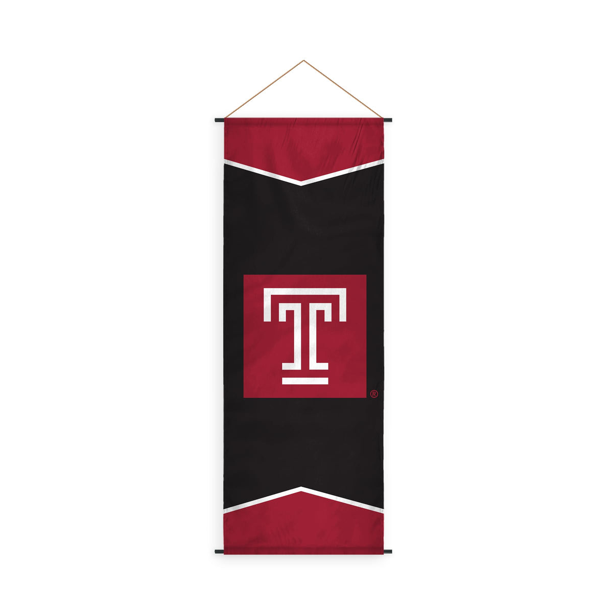 AGAS Temple University T Logo Scroll Sign 17.5 x 48 inch – Single Sided Printed Polyester – Officially Licensed NCAA Product – Temple Owls Hanging Scroll Sign with PVC Poles and Hanging Cord
