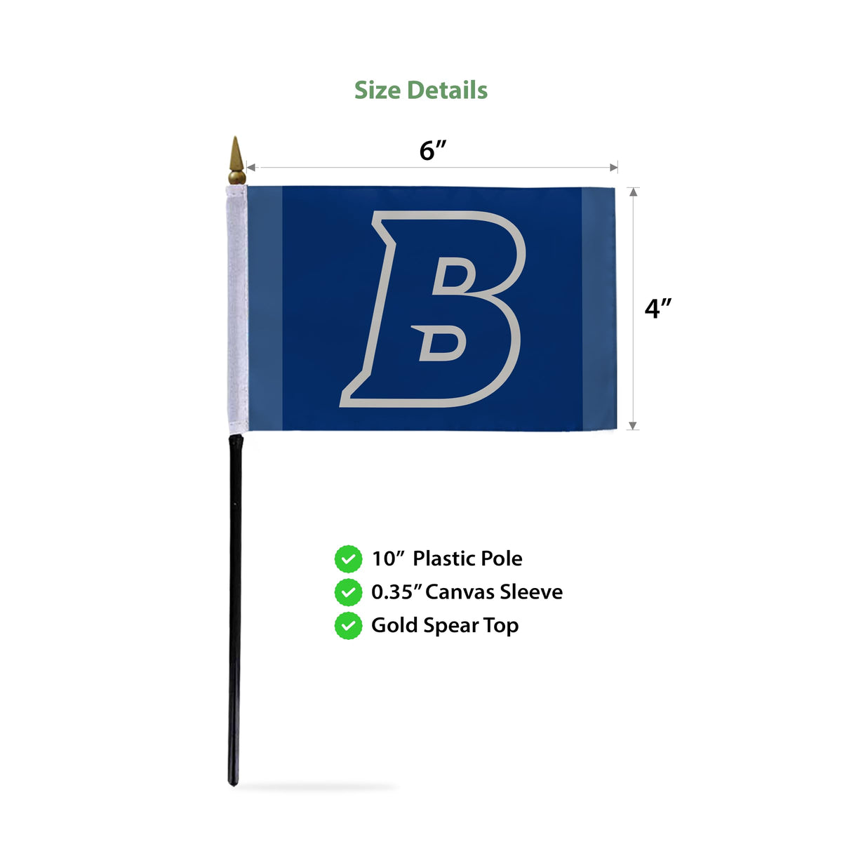 Brandeis University Stick Flag 4 x 6 inch