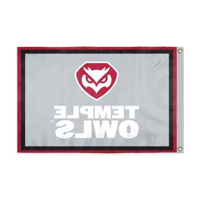 AGAS Temple Owls Wordmark Logo Flag 3 x 5 ft – Single Sided Printed Polyester – Officially Licensed NCAA Product – Temple University Outdoor Flag with Brass Grommets, Canvas Header and Reinforced Stitched Edges for Indoor Outdoor Display