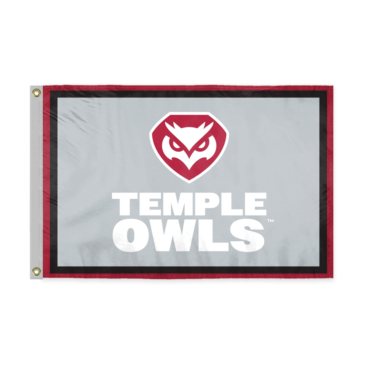 AGAS Temple Owls Wordmark Logo Flag 12 x 18 inch – Single Sided Printed Polyester – Officially Licensed NCAA Product – Temple University Outdoor Flag with Brass Grommets, Canvas Header and Reinforced Stitched Edges for Indoor Outdoor Display