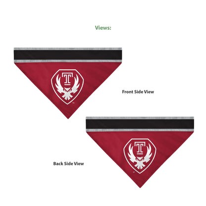 AGAS Temple Owls Logo Pet Bandana for Dogs and Cats 14.75 x 9.5 inch Single Sided Printed Polyester with Bleed Through Officially Licensed NCAA Product Collar Not Included
