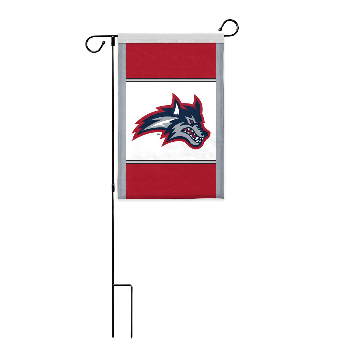 AGAS Stony Brook University Garden Flag 12 x 18 inch – Single Sided Printed Polyester Stony Brook Seawolves Wolf Head Design – Official NCAA SBU Product – Outdoor Display with Canvas Sleeve and Reinforced Stitching - Without Pole