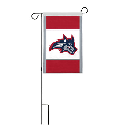 AGAS Stony Brook University Garden Flag 12 x 18 inch – Single Sided Printed Polyester Stony Brook Seawolves Wolf Head Design – Official NCAA SBU Product – Outdoor Display with Canvas Sleeve and Reinforced Stitching - Without Pole