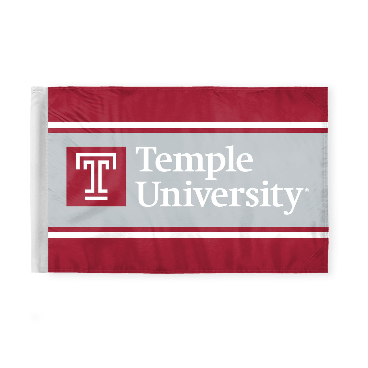 AGAS Temple University Wordmark Motorcycle Flag 6 x 9 inch – Single Sided Printed Polyester with Bleed Through – Officially Licensed NCAA Product – Temple Owls Bike Flag with 0.75 inch Canvas Sleeve and Reinforced Stitching – No Pole Included