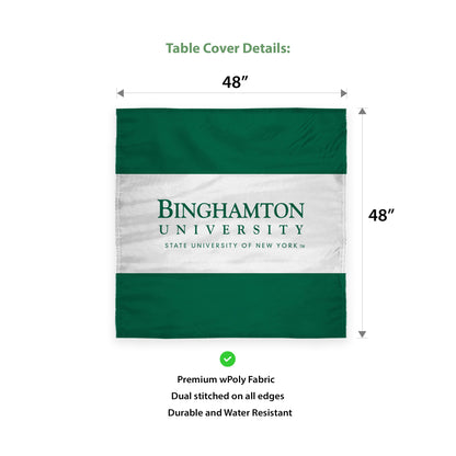 AGAS Binghamton University Table Cover 48 x 48 inch – Single Sided Printed Wrap Knitted Polyester Binghamton University Wordmark Design – Official NCAA Binghamton Bearcats Table Cover