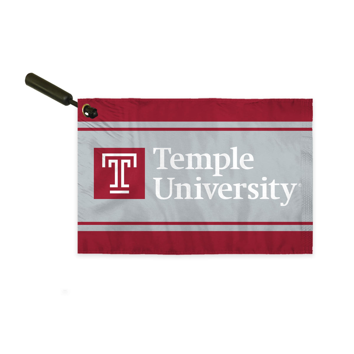 AGAS Temple University Wordmark Logo Swirler Flag 12 x 18 inch – Single Sided Printed ePoly 1 Ply with Bleed Through – Officially Licensed NCAA Product – Temple Owls Swivel Flag with 1.5 inch Canvas Header, Brass Grommet and Stitched Edges