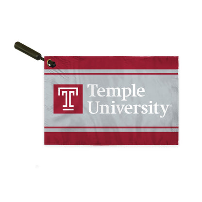AGAS Temple University Wordmark Logo Swirler Flag 12 x 18 inch – Single Sided Printed ePoly 1 Ply with Bleed Through – Officially Licensed NCAA Product – Temple Owls Swivel Flag with 1.5 inch Canvas Header, Brass Grommet and Stitched Edges