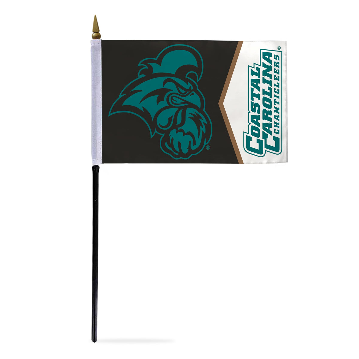 AGAS Coastal Carolina CCU University flags on sticks with Plastic Base 4x6 inch Printed Polyester - 4"x6" Chanticleers Handheld Stick Flags