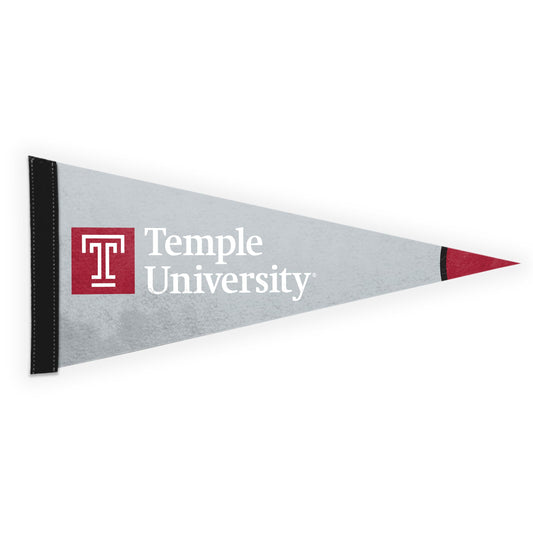 AGAS Temple University Wordmark Logo Felt Pennant 9 x 24 inch – Single Sided Printed Acrylic Stiff Felt – Officially Licensed NCAA Product – Temple Owls Wall Pennant with 1 inch Header and Heat Cut Edges