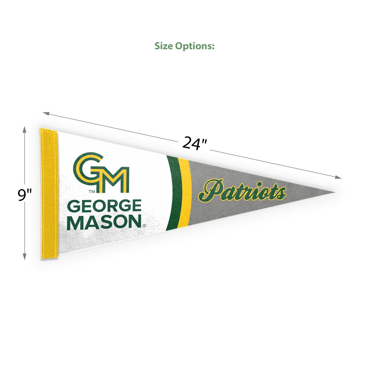 AGAS George Mason Stiff Felt Pennant - 9" x 24" Sleeve For Stick - Officially Licensed Small Patriots Home Décor Wall Pennant