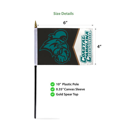 AGAS Coastal Carolina CCU University flags on sticks with Plastic Base 4x6 inch Printed Polyester - 4"x6" Chanticleers Handheld Stick Flags