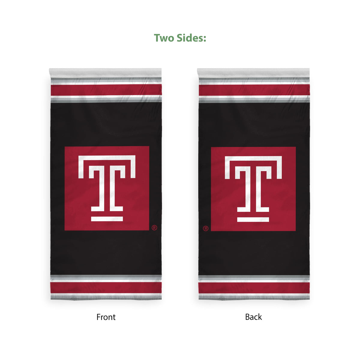 AGAS Temple University T Logo Vertical Banner 2 x 4 ft – Single Sided Printed Polyester with Bleed Through – Officially Licensed NCAA Product – Temple Owls Hanging Banner with 1.5 inch Pole Sleeve and Reinforced Stitching Individually Bagged
