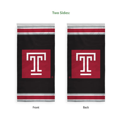 AGAS Temple University T Logo Vertical Banner 2 x 4 ft – Single Sided Printed Polyester with Bleed Through – Officially Licensed NCAA Product – Temple Owls Hanging Banner with 1.5 inch Pole Sleeve and Reinforced Stitching Individually Bagged