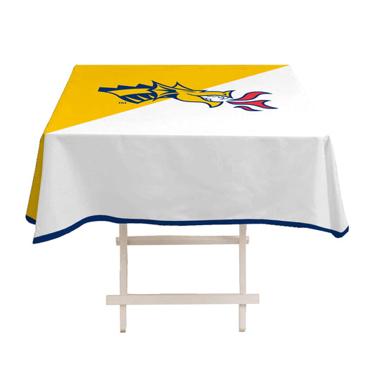 Drexel DU University Tablecover, 48in. Wide x 48in. Long, Polyester, Party Supplies, Dragons Tablecloth for Graduation, Football Tailgating, and Birthday Party Decorations