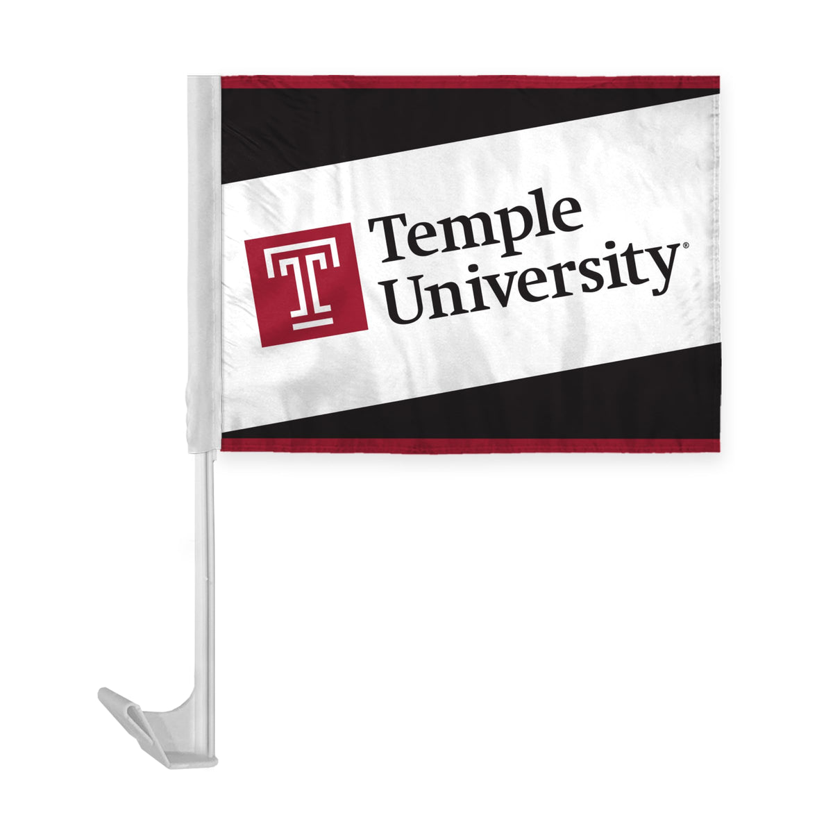 AGAS Temple University Wordmark Economy Car Flag 12 x 16 inch – Single Sided Printed Polyester with Bleed Through – Officially Licensed NCAA Product – Temple Owls Vehicle Flag with 17 inch Flex Pole and 1 inch Closed Top Sleeve