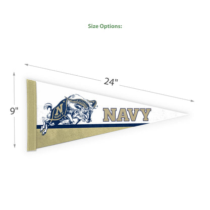 AGAS USNA Jumping Goat Stiff Felt Pennant - 9"x24" Sleeve For Stick - Officially Licensed Small Navy Midshipmen Home Décor Wall Pennant