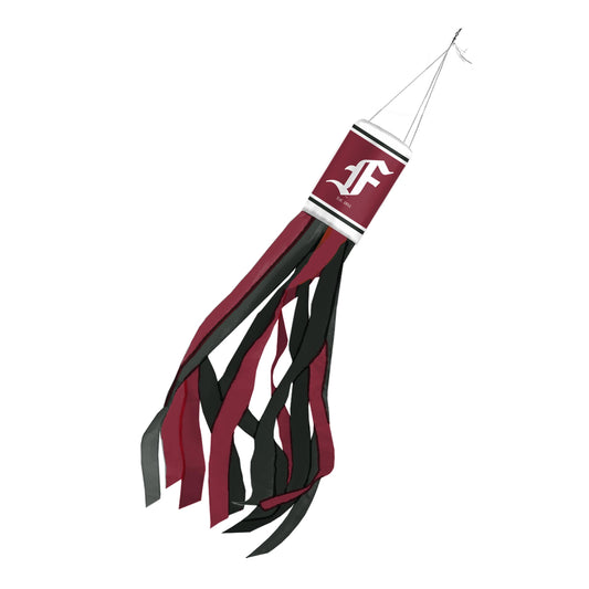 AGAS Fordham University Windsock 30 x 5.5 inch – Single Sided Printed Polyester Fordham Rams Wind sock with F Logo – Official NCAA Product – Ford ham University Windsock with Hanging Clip and Red White Streamers