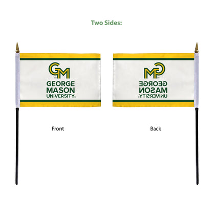AGAS George Mason GMU University flags on sticks with Plastic Base 4x6 inch Printed Polyester - 4"x6" Patriots Handheld Stick Flags