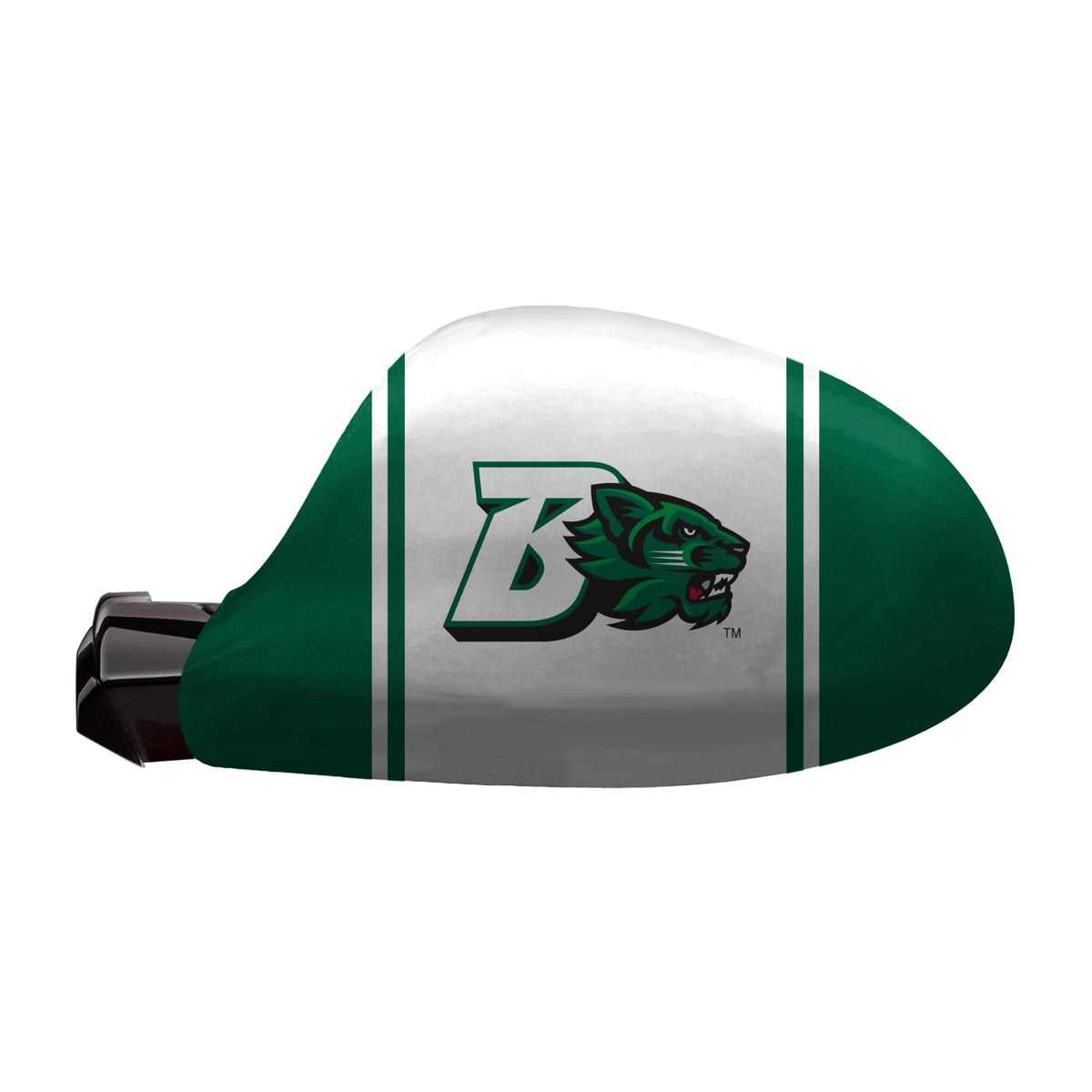 AGAS Binghamton University Car Mirror Cover 10.6 x 9.5 inch – Single Sided Printed Spandex Polyester Block B and Bearcats Logo Design – Official NCAA Binghamton Bearcats Product – Side Mirror Cover with Elastic Cord, Cord Lock and Double Stitching