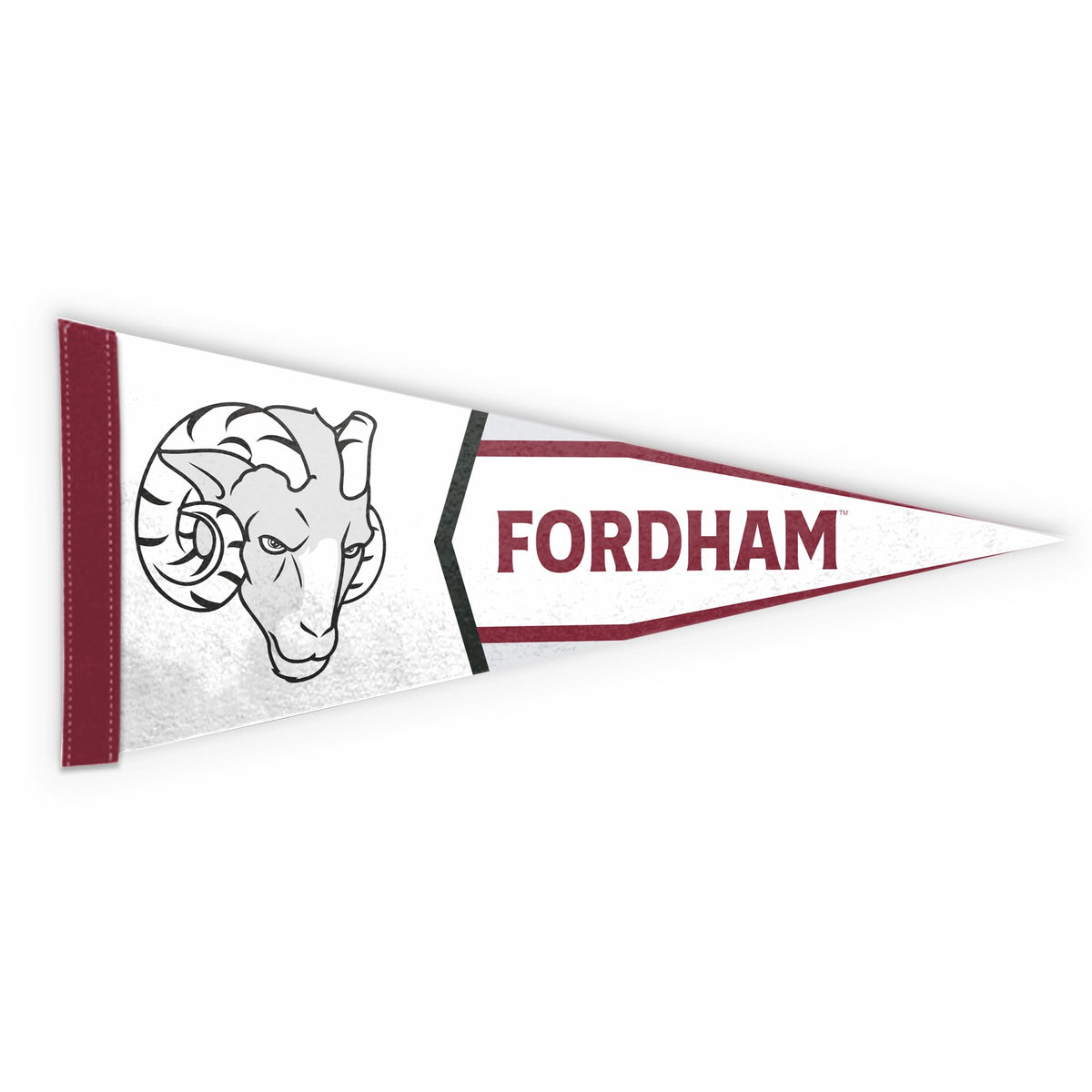 AGAS Fordham University Felt Pennant 9 x 24 inch – Single Sided Printed Acrylic Stiff Felt Fordham Rams Pennant Ram Head and Fordham Text Design – Official NCAA Product – Fordham University Wall Pennant with 1 inch Red Header and Heat Cut Edges