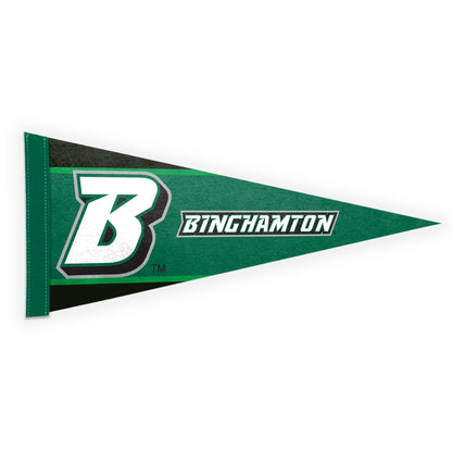 AGAS Binghamton University Felt Pennant 12 x 30 inch – Single Sided Printed Acrylic Stiff Felt Binghamton Block B Logo Design – Official NCAA Binghamton Bearcats Decor – Wall Pennant with Header and Heat Cut Edges