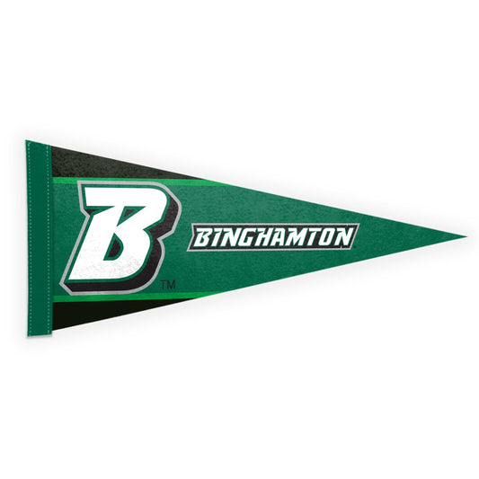 AGAS Binghamton University Felt Pennant 9 x 24 inch – Single Sided Printed Acrylic Stiff Felt Binghamton Block B Logo Design – Official NCAA Binghamton Bearcats Decor – Wall Pennant with Header and Heat Cut Edges